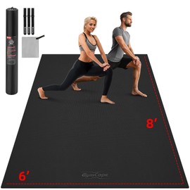 GymCope Large Yoga Mat with Carrying Straps, 10'x6'/9'x6'/8'x6'/7'x5'/6'x4' (8MM) Thick Yoga Mat, Wear-Resistant and Anti-slip Gym Mat Ideal for Home Yoga, Pilates, Fitness, Extra Thick Yoga Mats for Barefoot Use