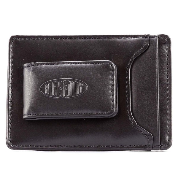 Big Skinny Men's Leather Magnetic Money Clip Slim Wallet, Holds Up to 12 Cards, Black