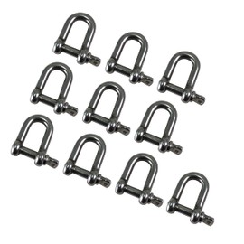 HFS(R) 10 Piece Stainless Steel Shackle, Load 352.7 lbs (160 kg), D-Shaped Shackle, Hanging Hook, 0.2 inches (5 mm) (M5, 10 Pieces)