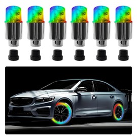 Wogomz 6PCS Car Tire Valve Light, Neon Spoke Flash LED Tire Valve Stem Cap Lights, Waterproof LED Wheel Lights Valve Stems Dust Cap, Tire Valve Caps Lamp for Auto Bike Motorcycle (Colorful)