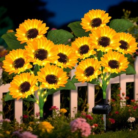 Solar Garden Lights 2 Pack 12 Sunflower Lights, Sunflowers Gifts for Mom Women Grandma Mothers Day, Waterproof Solar Flower Light for Outdoor Decor, Decorative Stakes for Yard,Landscape,Patio,Pathway