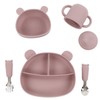 5pcs Baby Feeding Kit Food Grade Silicone Bear Design Plate