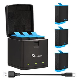 TELESIN Hero 10 Hero 9 Batteries and 3-Channel USB Storage Quick Charger for Gopro Hero 10/9 Black (Charger + 3 Batteries)