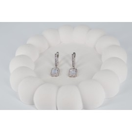 HOILY'S Women's Baguette Earrings Jewellery with White Crystal in 925 Sterling Silver, Sterling Silver, Cubic Zirconia