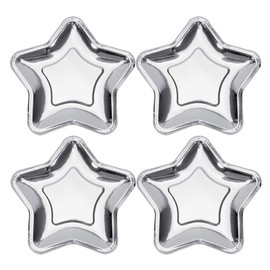 EXCEART 10Pcs Christmas Paper Plates Star Foil Paper Party Dishes Pentagram Disposable Paper Trays for Appetizers Dessert Birthday Party Supplies (Silver)