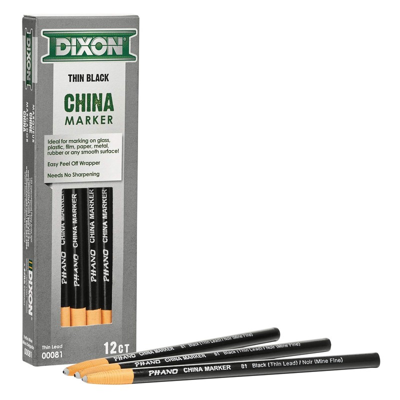 Dixon China Marker, Black, Thin Lead, Dozen