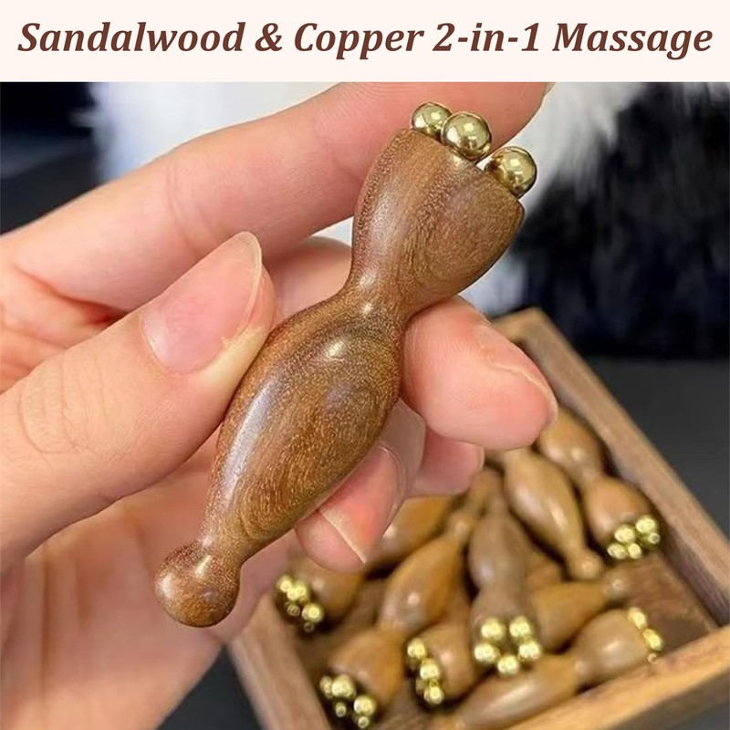 Facial Massage Tool Set 2pcs Sandalwood Eye Massager with 5