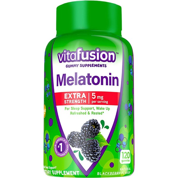 Vitafusion Extra Strength Melatonin BlackBerry, 5mg, 120 Count (2 Bottles)