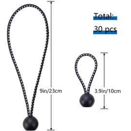 TCOTBE 30 Pcs Bungee Cords with Balls Safety Bungee Ball Cords Heavy Duty Tarp Ball Canopy Tie Down Cord Elastic String Ball with Elastic Rope Ties Fastener for Camping Canopies Tarps Shades