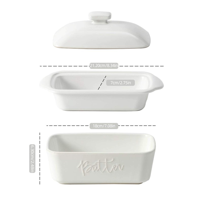 FE Butter Dish, 10 oz Ceramic Butter Keeper with Water