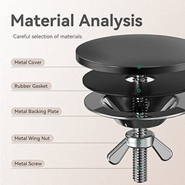 Sink Hole Cover Black, Stainless Steel Metal 2" Kitchen Faucet Hole Cover Tap Hole Plug Matte Black for Leakage Prevention