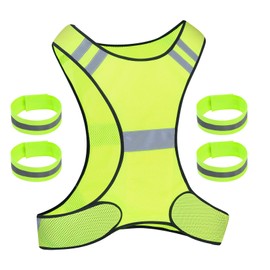 Reflective Safety Vest, High Visibility Reflective Gears, Adjustable Running Cycling Reflective Vest Jacket High Visibility for Outdoor Running Cycling Jogging Walking Sports Bike Adults Kids