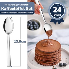 HaWare Coffee Spoons, 24 Pieces, Stainless Steel Tea Spoon, Dessert Spoon Set, Small Spoon for Home/Restaurant/Hotel, Highly Polished & Dishwasher Safe - 13.5 cm