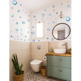 Blue & Green Bubble Wall Decals – 141 PCS Peel and Stick Circles, 0.84"–5.8", Reusable PVC-Free Fabric Stickers for Nursery, Kids Room & Playroom – 9 A4 Sheets – Made in Australia