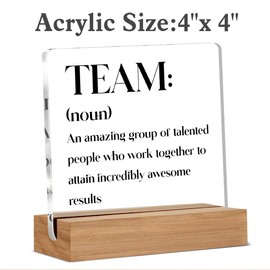 Office Gifts for Coworkers, Team Definition Gift, Office Decorations for Work, Coworker Christmas Gifts, Office Desk Decor Acrylic Sign, 4 x 4 Inches