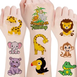 100Sheets Cartoon animal Temporary Tattoos Birthday Themed Party Supplies Decoration Favors Cute animal Sticker for Kids Boys Home Activity Class Prizes Carnival Christmas Rewards