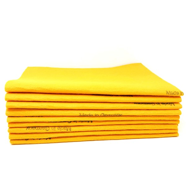 10 Pack Extra Large Original German Shammy Cloths Chamois Towels Absorbent Super Shammy for Pets, Parenting Tool Cleaning for Home and Commercial Use Wholesale Bulk (Orange)