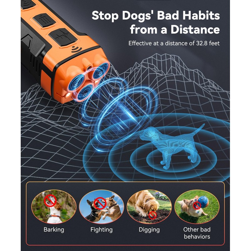 Dog Bark Deterrent Devices, Variable Frequency Ultrasonic to Stop Barking