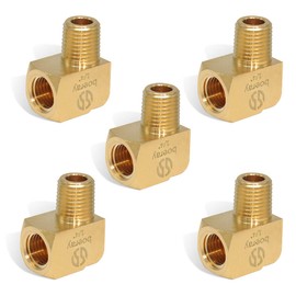 Boeray 5pcs Brass Fitting,1/4" NPT Male Pipe, 1/4" NPT Female 90 Degree Barstock Street Elbow
