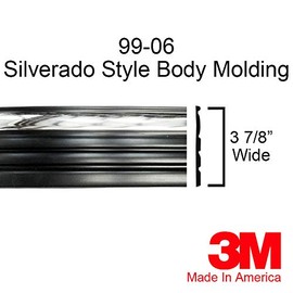 Automotive Authority Black Chrome Side Body Trim Molding for 1999-2006 Chevy Silverado - 3-7/8" Wide (Full Roll - 20 ft)