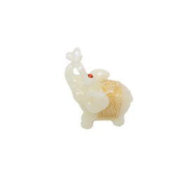 Feng Shui Set of 3 White Jade Elephant Statues Wealth Lucky Figurines Home Decor Housewarming Congratulatory Gift