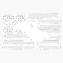 HOF Trading Rodeo Cowboy Bull Riding USA Flag 4Th of July Us America Vinyl Sticker Waterproof Decal Laptop Wall Window Bumper Sticker 5"