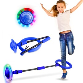 EKKONG Swing Wheel Jumping Ring Foot Spinner Children's Jumping Ball Flashing Skip Jumping Ball for Kids Foldable Ankle Jump Ball Gymnastics & Skill Games (Blue)