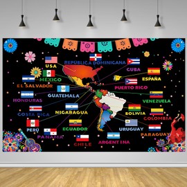 Hispanic Heritage Month Decorations, Spanish Classroom Decor - Latin American Map Banner, National Hispanic Heritage Month Decorations for Spanish Classroom, Bulletin Board, Bilingual Classroom Decor