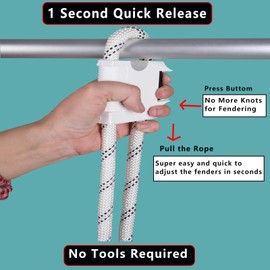 2PCS Quick Release Boat Fender Clips, Adjustable Boat Fender Hanger, Anti-Slip Boat Bumper Rail Adjuster for Dock, Pontoon, Yacht and Sailboat Protection