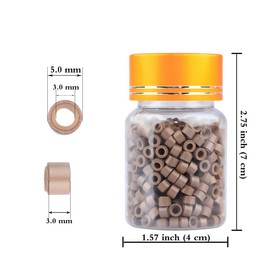 2500pcs cuentas de extensión de cabello, cuentas de microaenlace de 5 mm para extensión de cabello, cuentas de revestimiento de silicona cuentas de microaenlace herramientas de extensión de cabello de color marrón claro