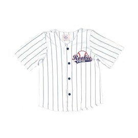 First Birthday Rookie Of The Year Baseball Uniform With Free Wall Banner Navy Blue Pinstriped Jersey Pants Outfit Set (18 Months)