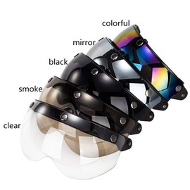 Breale Universal Motorcycle Windproof Helmet Visor Front Flip Up 3 Snap Sun Shield Half Face Replacement Helmet Visor Accessories