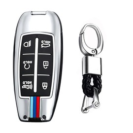 TECART Key fob Holder Car Key Case Protector Fit for Genesis GV70 GV80 Automotive Interior Accessories 6 Button Black