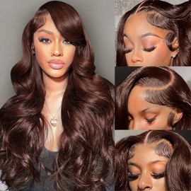 GOFWARD 34 Inch Chocolate Brown Lace Front Wig Human Hair 200% Density 13x6 Body Wave Lace Front Wigs Human Hair HD Transparent Glueless Wig Pre Plucked With Baby Hair 4# Brown Wig For Women
