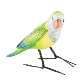 NOVICA Handmade Ceramic Figurine Guatemala Green Sculpture Animal Themed Bird [5in L x 1.8in W x 3.5in D] 'Monk Parakeet'
