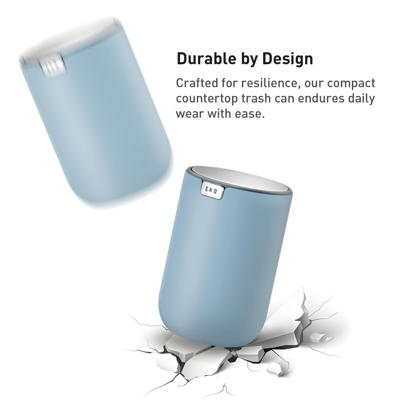 EKO Mini Desk Trash Can with Swing-Top Lid 0.4 Gallon