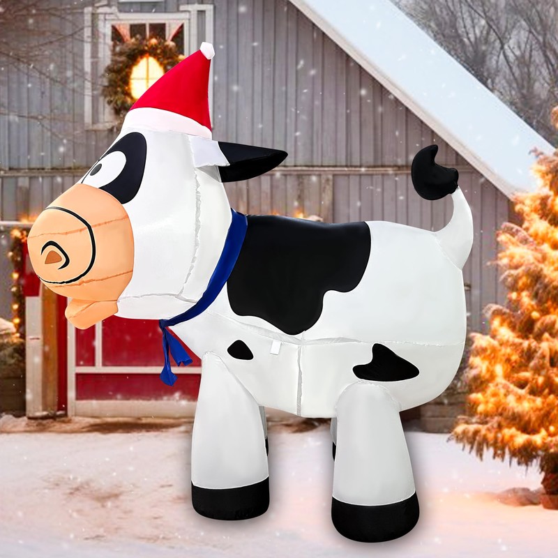 JOYEASE - Vaca inflable de Navidad de 4.4 pies, con
