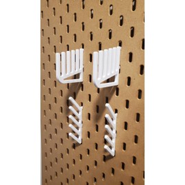 'Just Hanging' Ruler Storage, Compatible with IKEA SKADIS Pegboard, Ruler Display SKADIS Accessory … (Glossy White, 1x Vertical and Angle Set)