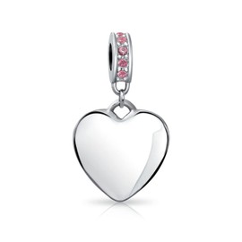 Personalisierte Gravierbare Initiale O Monogramm Simuliert Rosa Turmalin Kristall Akzent Ballen Herzform Baumeln Bead Charme .925 Sterling Silber Für Frauen Teenager Europäischen Armband Anpassbar