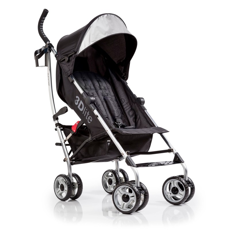 Bright Starts 3Dlite Convenience Stroller, Black - Lightweight Stroller, Large