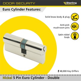 Sterling EPN3545V 5 Pin Euro Cylinder, Nickel, 35 x 45 mm