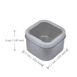 WESTKAIBA 6 x Tin Box Tins Mini Boxes, Metal Storage Boxes with Covers, Perspective Square Containers, Small Items Storage, Food Boxes, Silver