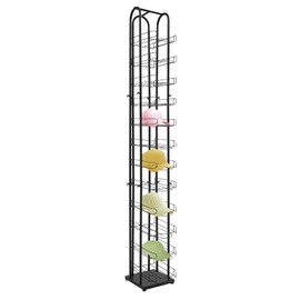 AGULIUM 12-Tier Floor Standing Hat Rack, Retail Hat Organizer Display Stand, Metal Display Rack for Ball Cap Hats Wigs Bags Scarves Gloves for Home shopping Malls Clothing Stores(Black)