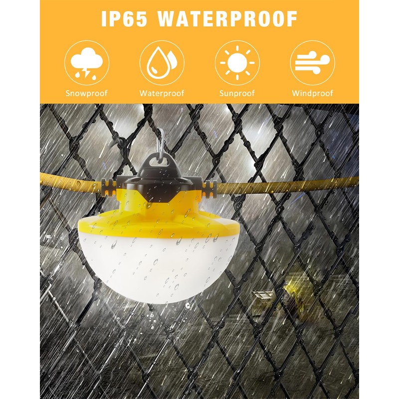 JC-LGL 100FT Construction String Light 130W 16000Lm, 5000K Industrial Grade