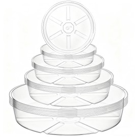 Hacaroa 24 Pack Clear Plant Saucer Drip Trays, 6/8/10/12 Inch Plastic Plant Water Catcher Trays Flower Pot Saucers for Indoor Outdoor Plants, Round, 4 Sizes