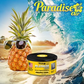 Paradise Air Platinum Car Air Freshener Can, 100-Day Long-Lasting Odour Eliminator Fragrance for Car Interior Home or Office, Premium Organic Scent - 4 Pack Pineapple Crush Scent