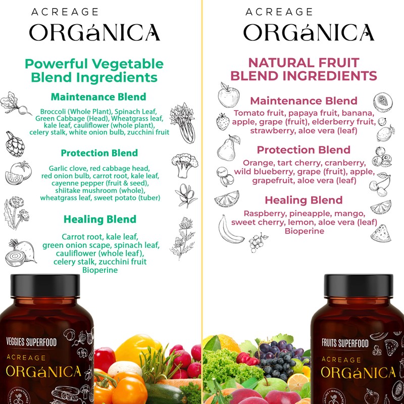 ACREAGE ORGáNICA Fruits and Veggies Supplement | Packed with 36