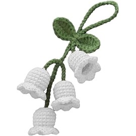 White Creative Knitted Orchid Flower Keychain Charms Crochet Flower Pendant for Car Key Supplies Mini Macrame Keychains Boho Macrame Bag Charms or Phone Wallet, Car Keychains Car Accessories Keyrings