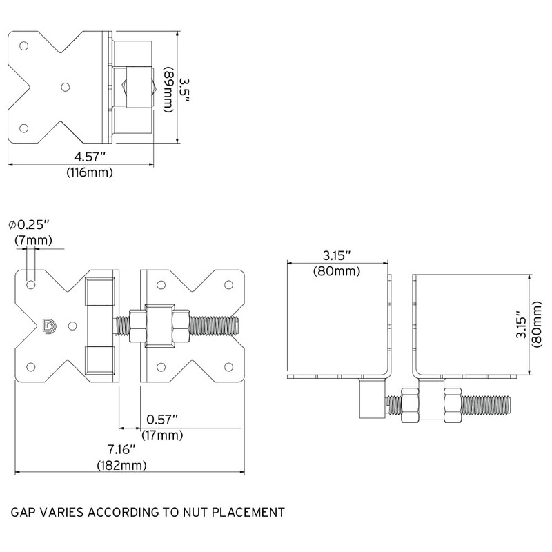 D&D Technologies DDSHDSS Stainless Steel Heavy Duty Gate Hinge. Non