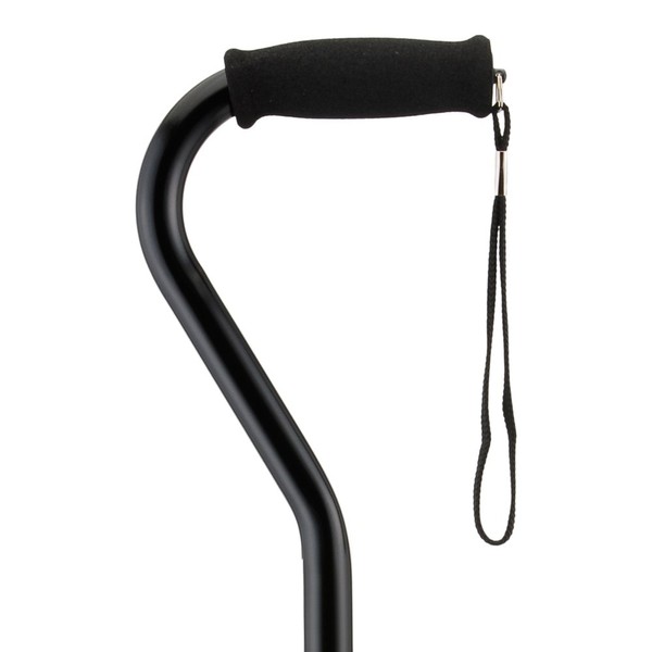 NOVA Designer Walking Cane with Offset Handle, Lightweight Adjustable Walking Stick with Carrying Strap, Black